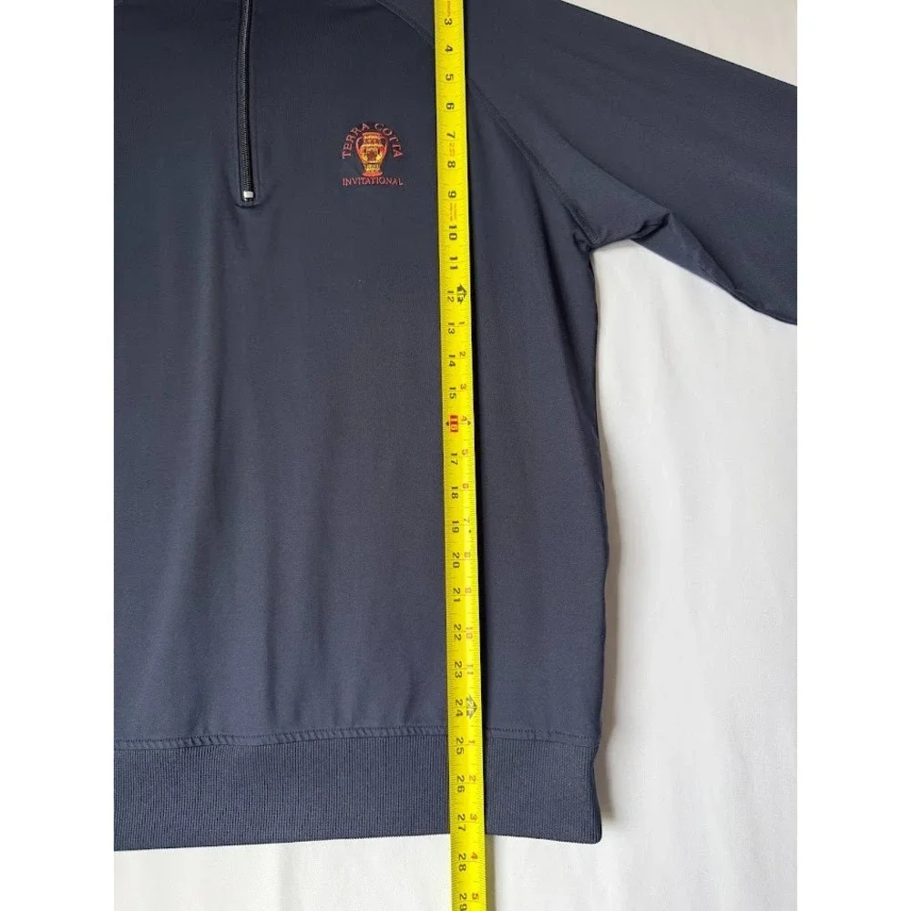 FootJoy Golf Pullover‎ Men M Blue 1/4 Zip Performance Stretch Logo Terra Cotta